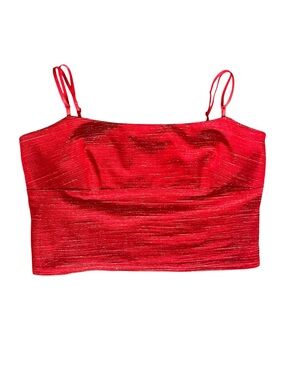 Y2K City Triangles Red gold Metallic Cami Crop